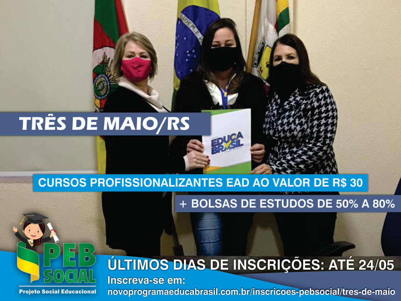 ÚLTIMOS DIAS DE INSCRIÇÕES PARA OS CURSOS DO PROJETO EDUCACIONAL PEB SOCIAL